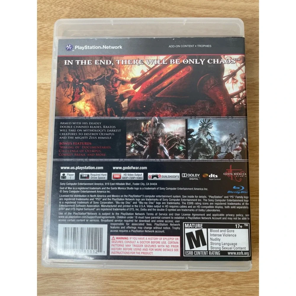God of War III God of War 3‎ for PS3 Sony Playstation 3
